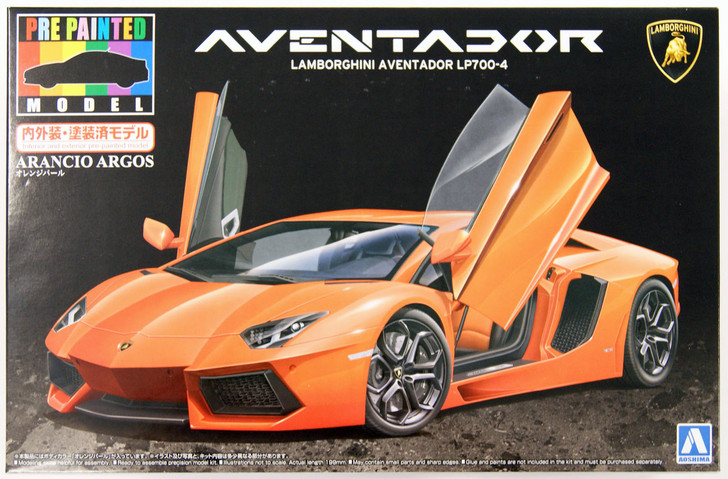 Aoshima 11386 Lamborghini Aventador LP700-4 (Orange Pearl) Pre-Painted 1/24 Scale Kit (4905083011386)