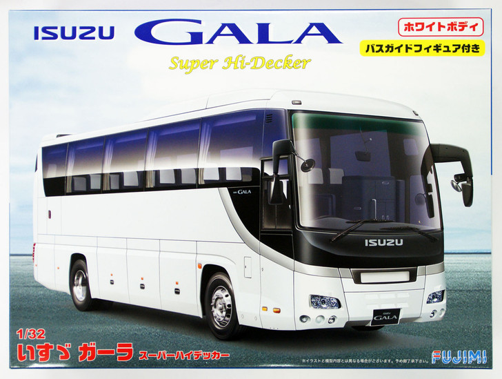 Fujimi BUS-SPOT 011981 Isuzu Gala Super Hi-Decker (White Body) with Bus Guide Figure 1/32 Scale Kit