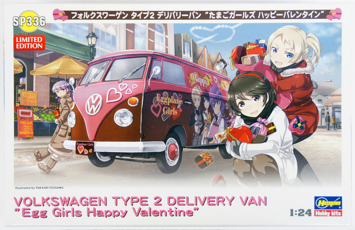 Hasegawa SP336 Volkswagen Type2 Delivery Van Egg Plane Girls Happy Valentine 1/24 Scale Kit (4967834521360)