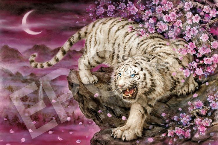 Epoch 11-605s Jigsaw Puzzle White Tiger and Cherry Blossoms (1000 Pieces)