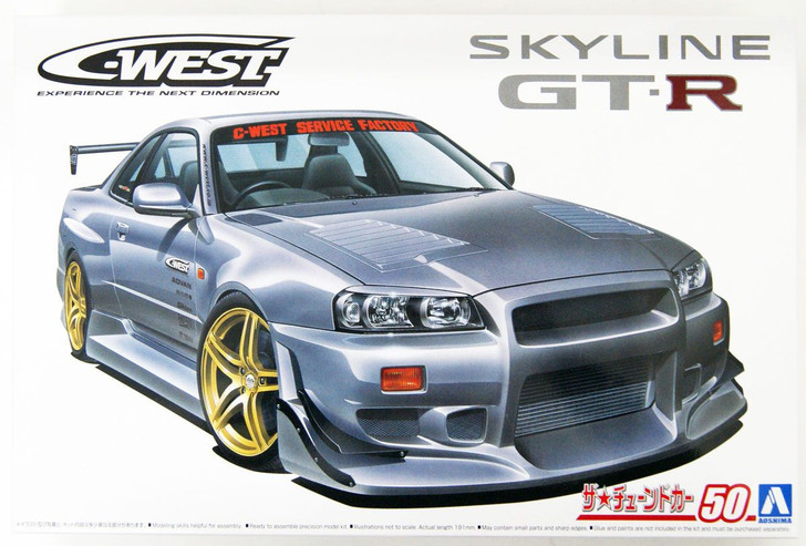 Aoshima The Tuned Car 1/24 C-WEST BNR34 Skyline GT-R '02 (Nissan) Plastic Model