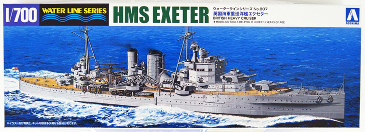 Aoshima Waterline 1/700 British Heavy Cruiser HMS Exeter Plastic Model