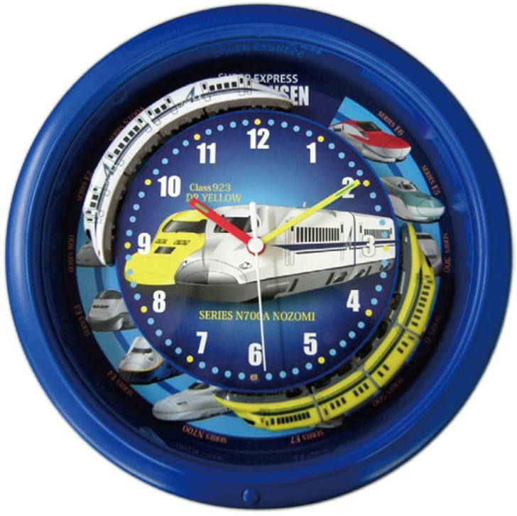 Shinkansen Wall Clock Double Train Series N700A 'Nozomi' & Type 923 'Doctor Yellow' (Blue)