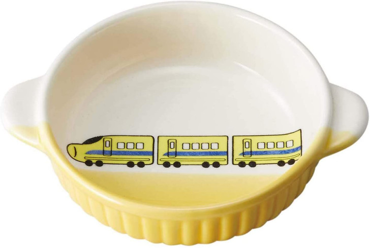 Banko Ware (Banko-yaki) Round Dish for Kids Bullet Train Yellow