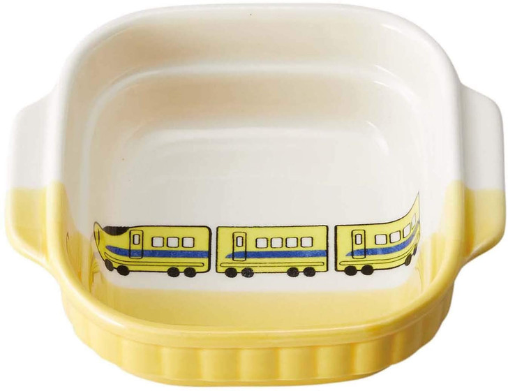 Banko Ware (Banko-yaki) Square Dish for Kids Bullet Train Yellow
