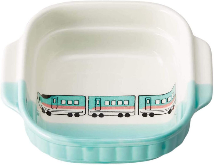 Banko Ware (Banko-yaki) Square Dish for Kids Bullet Train Emerald