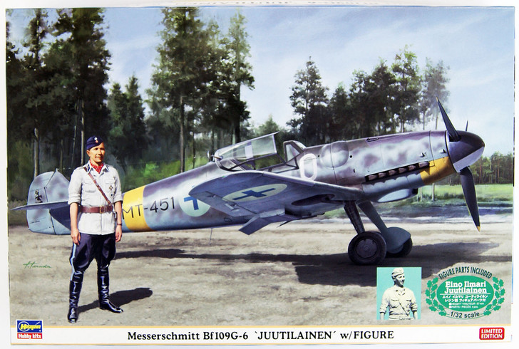 Hasegawa 08242 Messerschmitt Bf109G-6 Juutilainen w/ Figure 1/32 Scale Kit (4967834082427)
