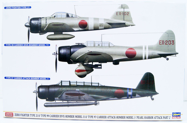 Hasegawa 1/48 Zero Fighter Type 21, D3A Type 99, B5N Pearl Harbor Attacker Part 2 Plastic Model