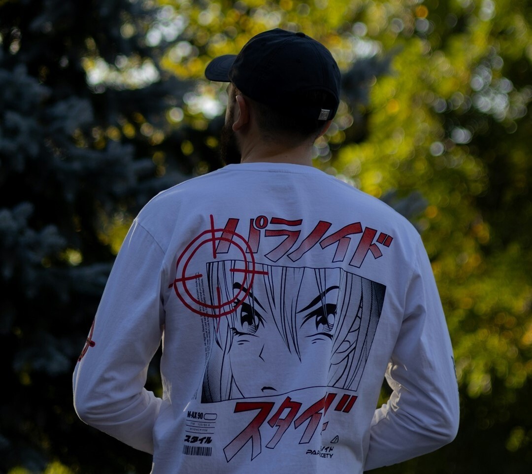 man wearing an anime shirt