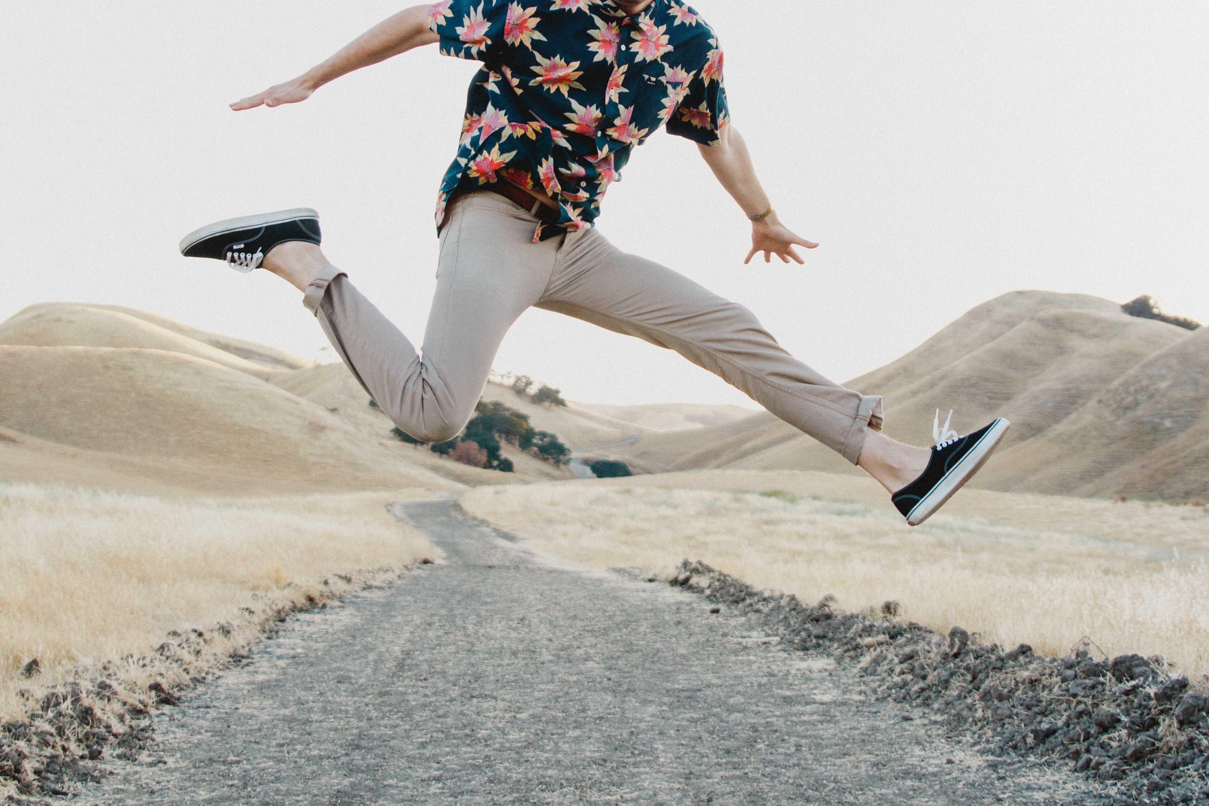 man jumping for joy in excitement