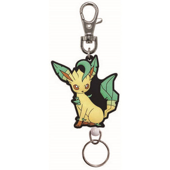 送料無料!EURO KEYRING & ステッカー SET Pokemon Rubber Reel Keychain Leafeon