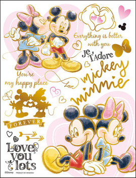 Jigsaw Puzzle Disney Mickey & Minnie Mouse Colorful Golden Sketch