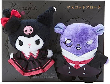 Sanrio Mascot Brooch Set Kuromi & Baku (Delusional Lady Kuromi)