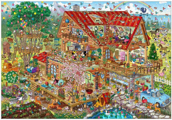 Tenyo Jigsaw Puzzle Disney Mickey & Friends Bustling Log House