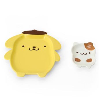 Sanrio PomPom Purin Character Shaped Plate Set (Full And Happy