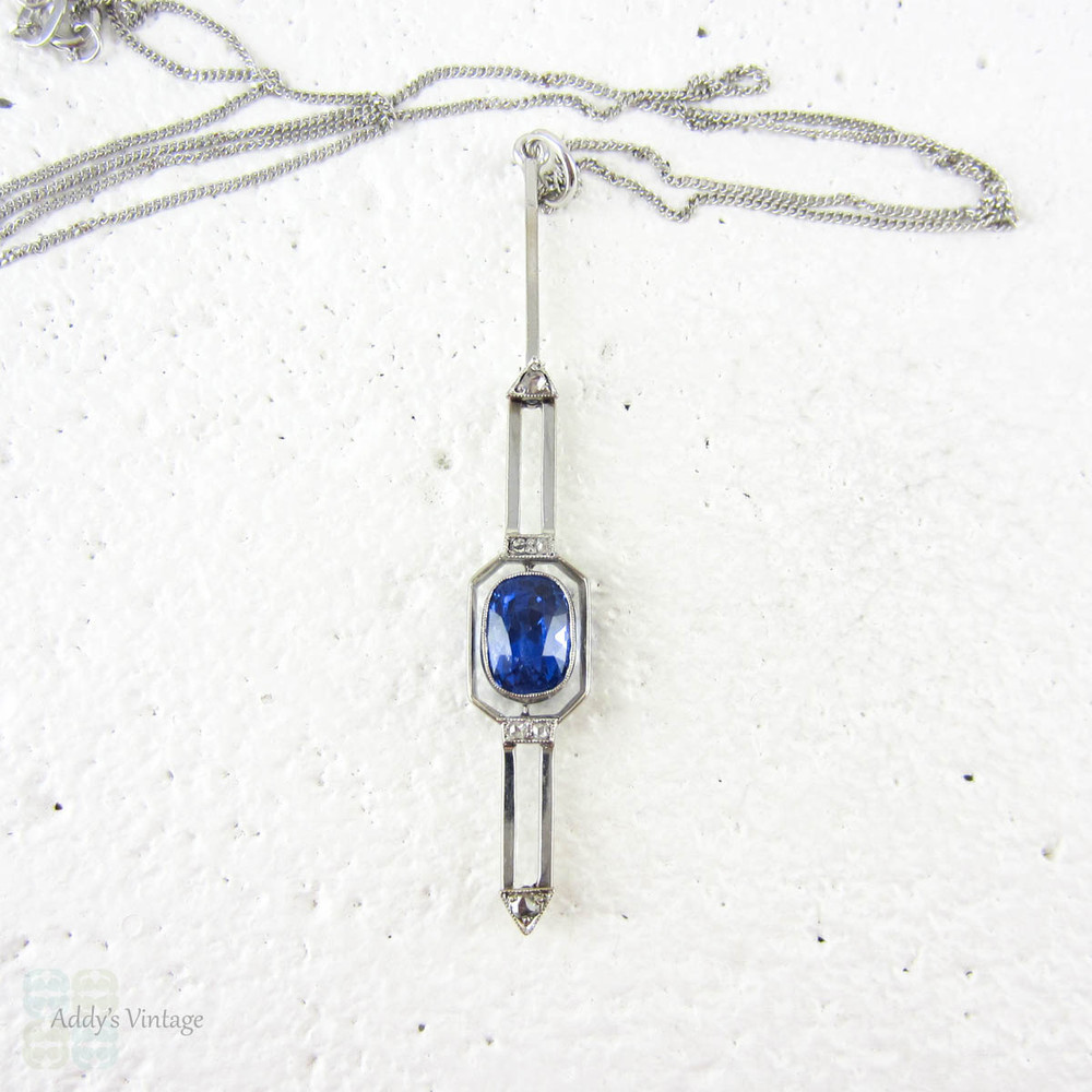 SALE Art Deco Sapphire Diamond Synthetic Sapphire, Rose