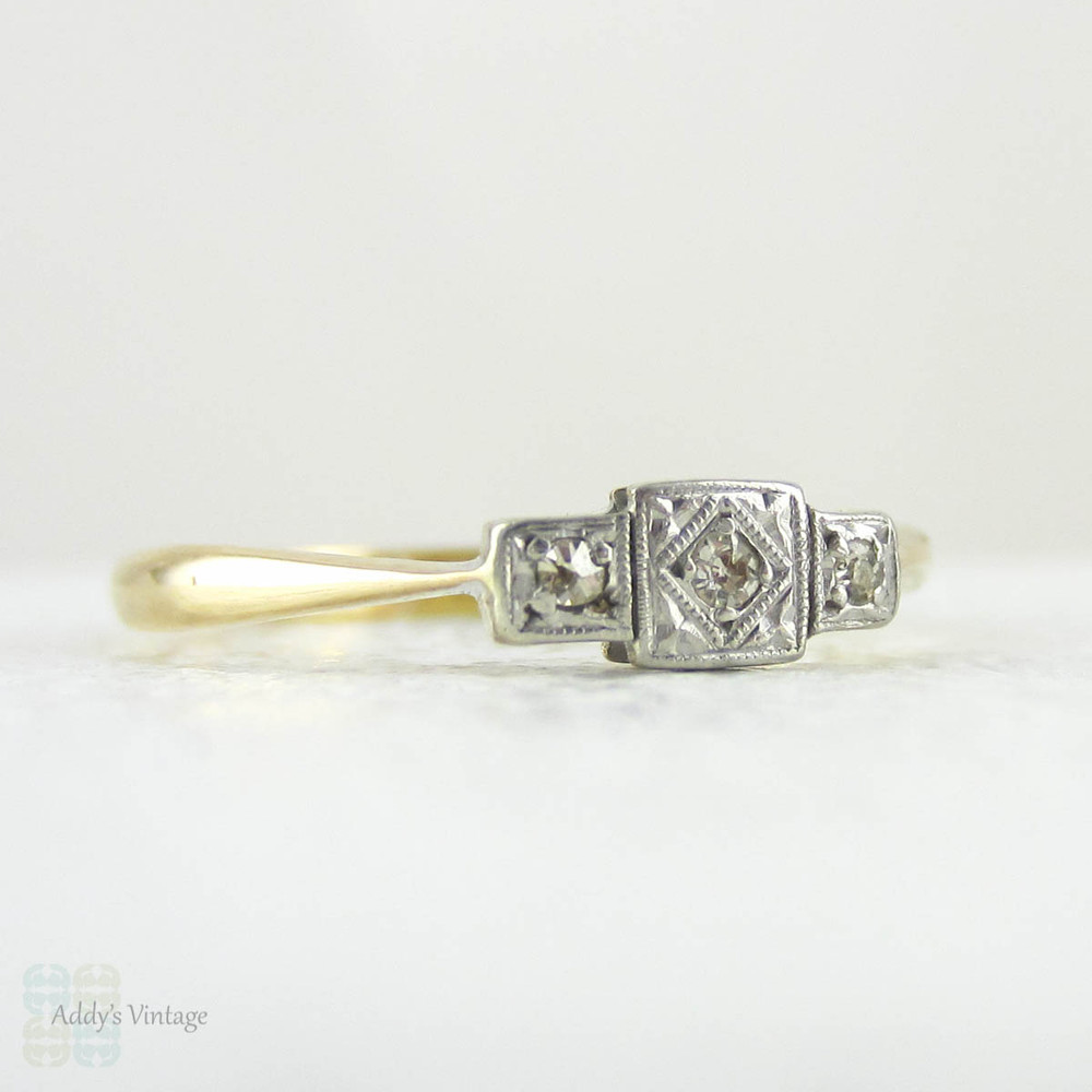 Previously Owned - 3/8 CT. T.W. Quad Diamond Double Square Frame Crossover  Shank Engagement Ring in 10K White Gold | Zales