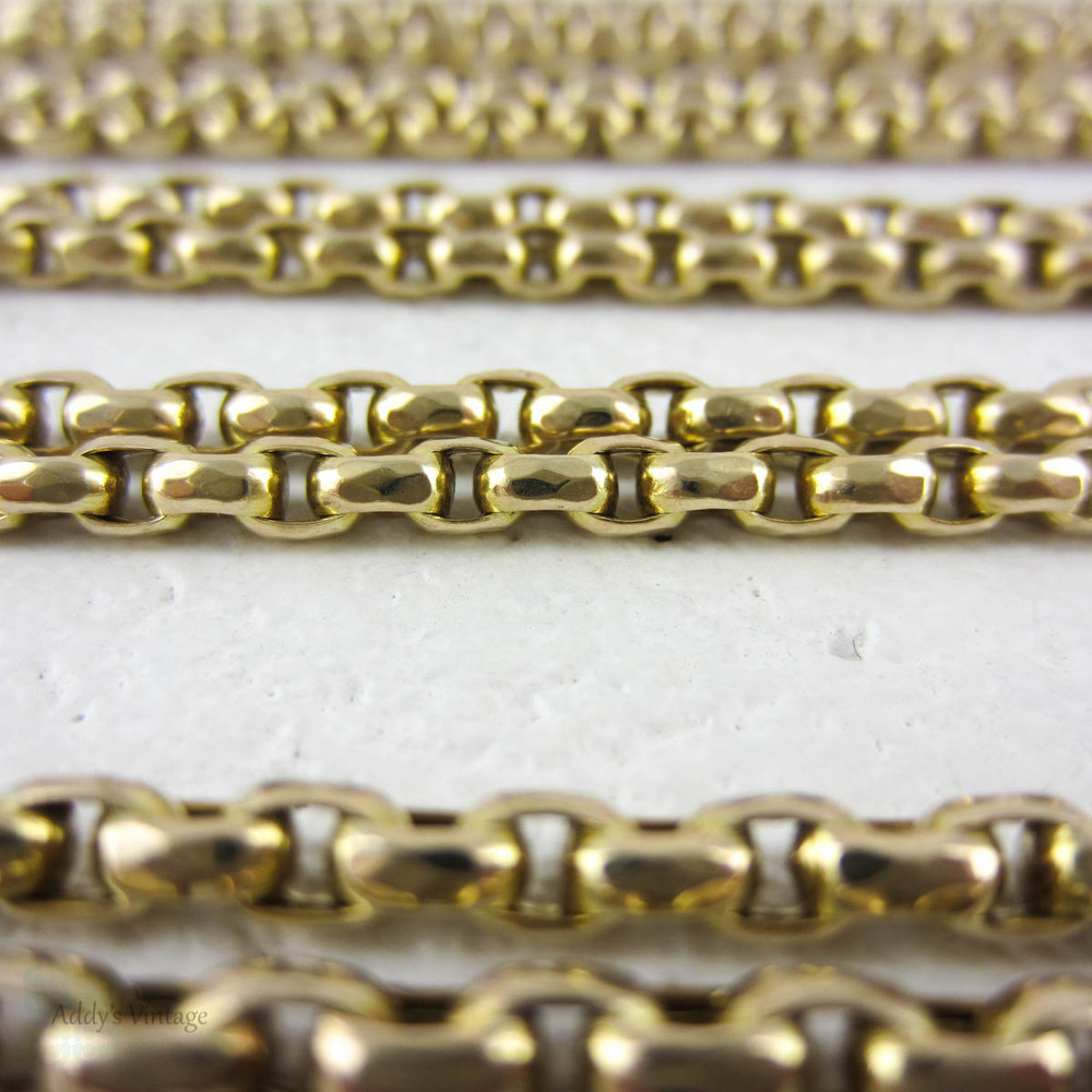 Vintage Solid 14k Yellow Gold Elongated Curb Link Chain 