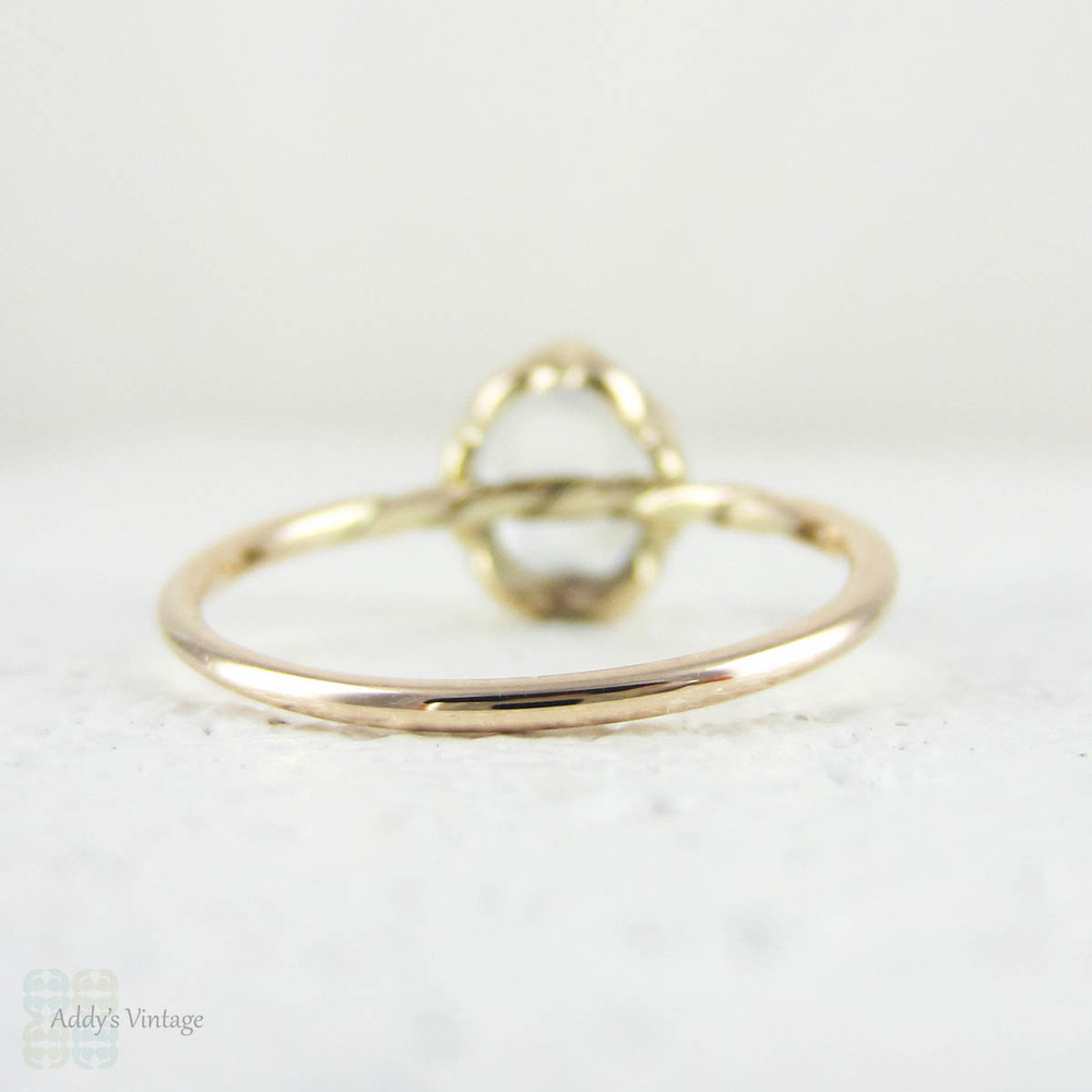 Vintage Moonstone Solitaire Ring, Conversion 9 Carat Rose Gold Edwardian Oval Shape Cabochon Cut Moonstone Ring.