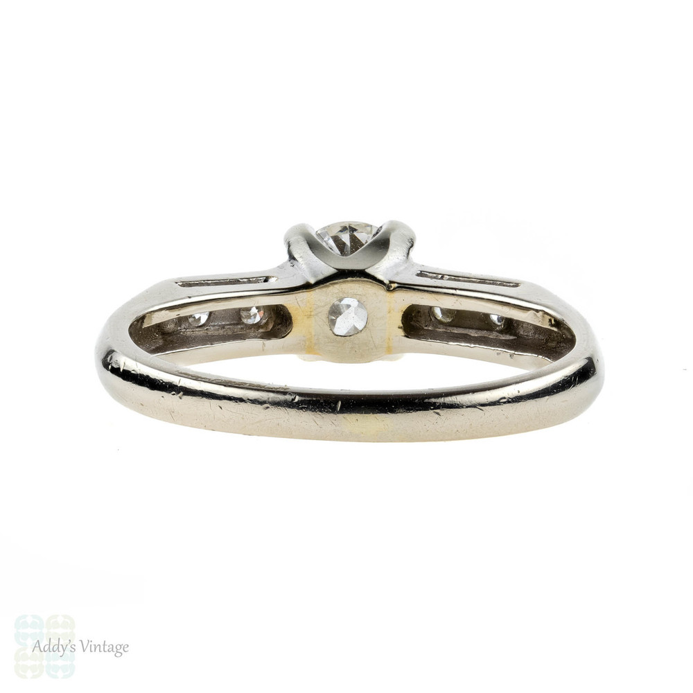 Vintage Old European Cut Diamond Engagement Ring, 0.68ctw 14k 14ct White Gold.