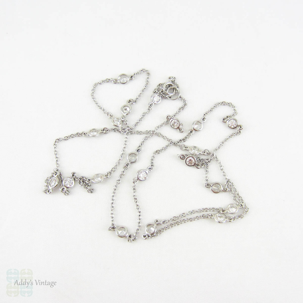 Sterling Silver & Paste Necklace, Long By The Yard Style