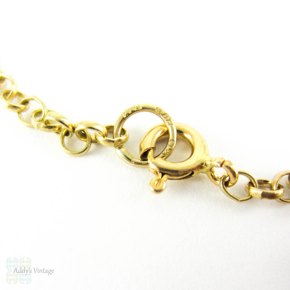 Vintage 9 Carat Yellow Gold Chain, Belcher Link Gold Necklace. 50 cm / 19.68 inches, 4.2 grams.