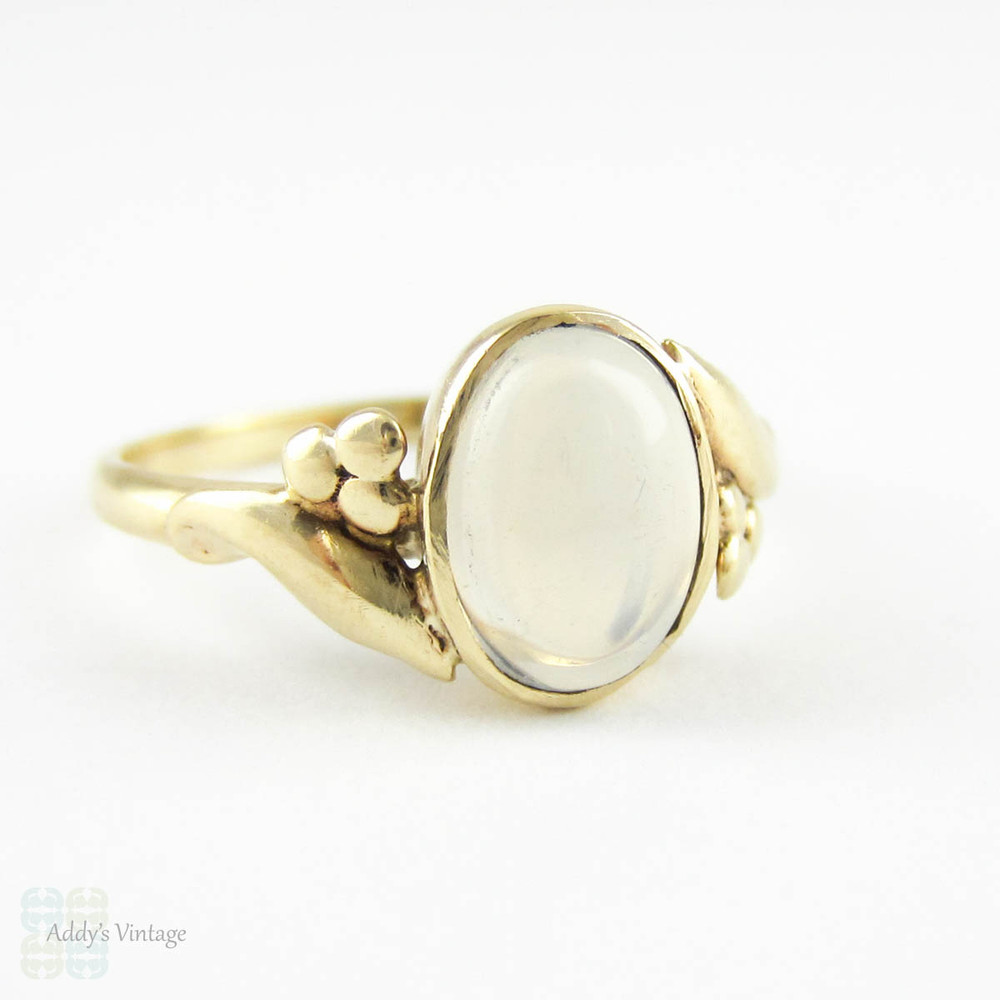 Dainty Silver Rainbow Moonstone Pinky Ring | Moonkist Designs