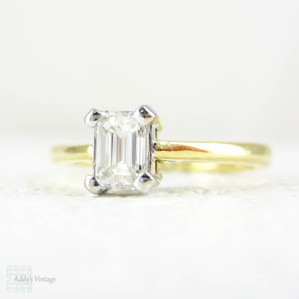 rectangle engagement ring gold