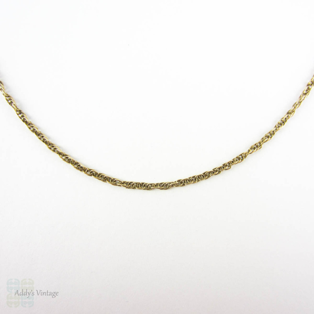 Vintage 9 Carat Gold Chain, Classic Rope Style Link Chain Necklace for Pendant. 56 cm / 22 inches long, 2.9 grams.