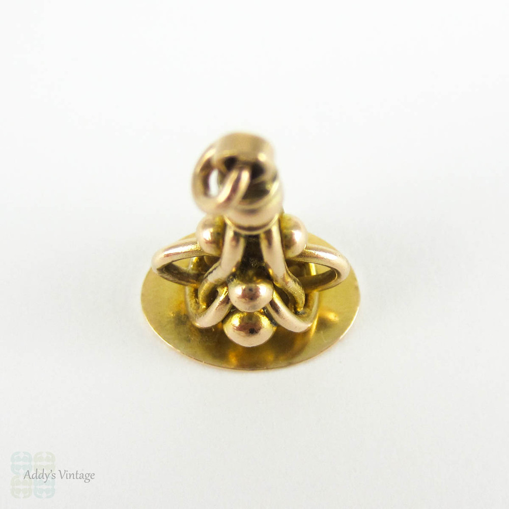 Antique 9 Carat Gold Fob, Decorative Ornate Blank Yellow Gold Fob Charm. Late Victorian to Edwardian Watch Fob Seal.