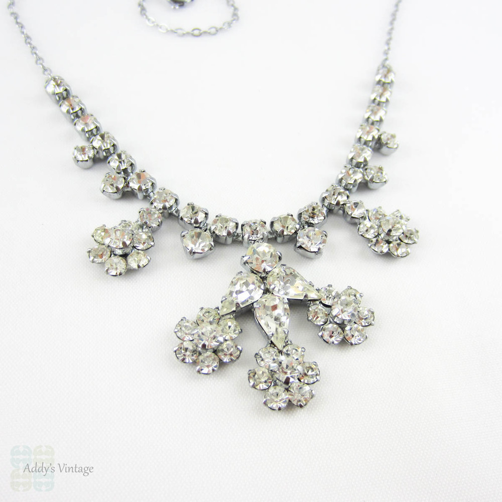 Vintage Rhinestone Necklace, Daisy 