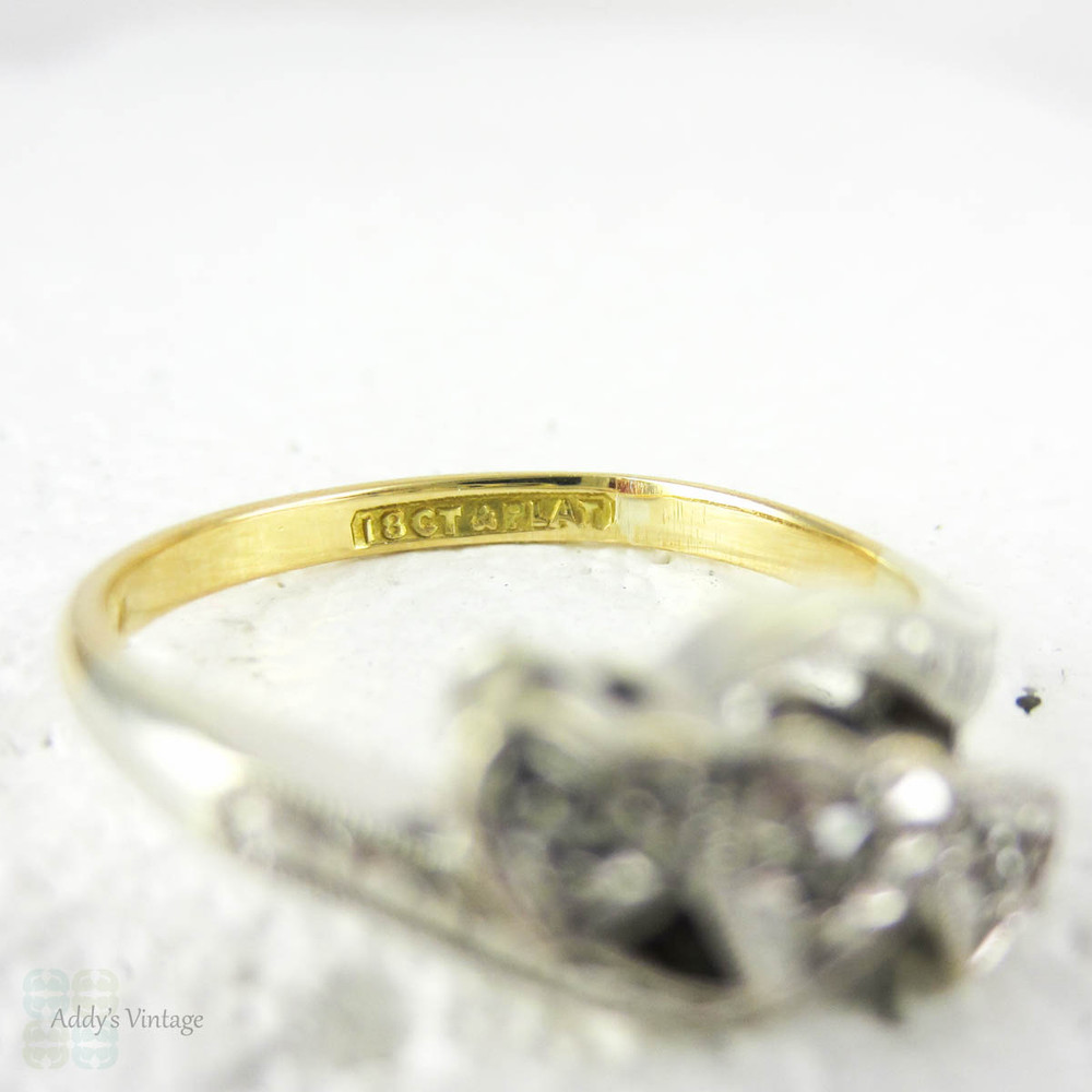 Vintage Diamond Heart Engagement Ring. Love Heart Shaped Three Stone ...