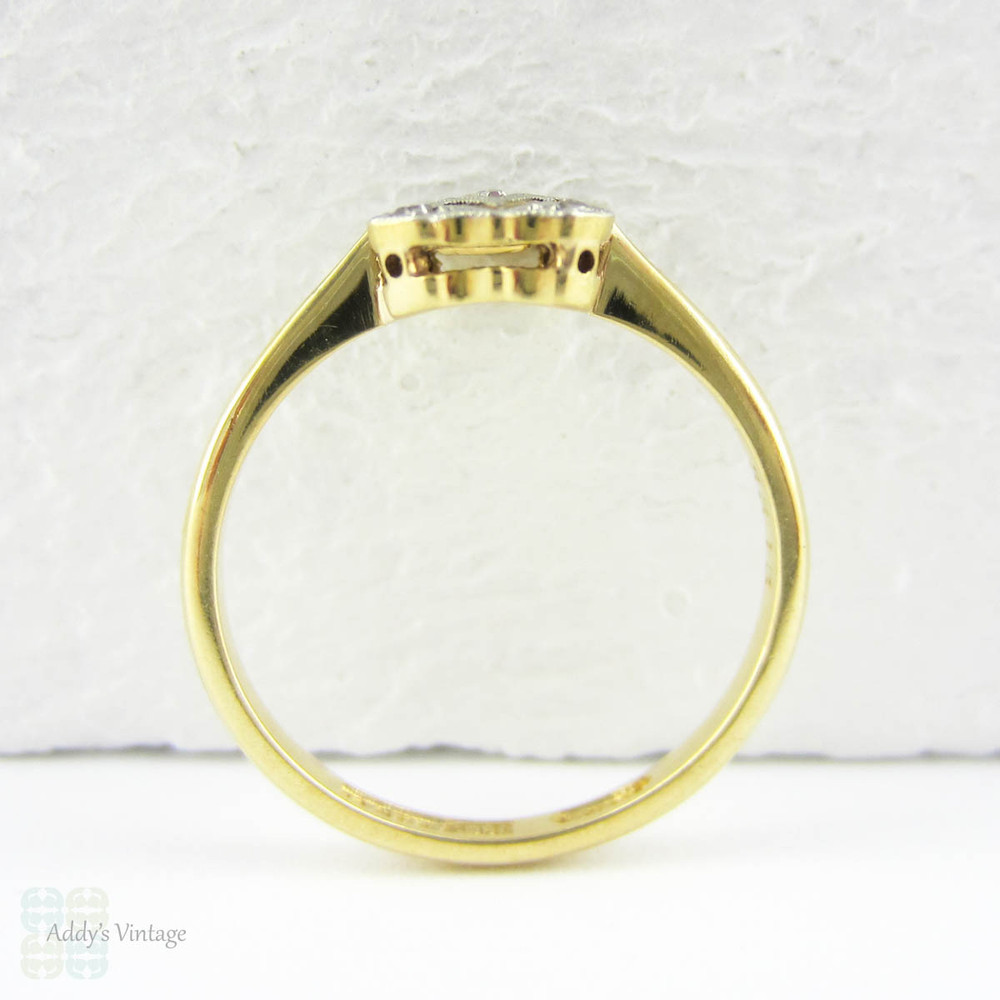 Art Deco Diamond Engagement Ring, Five Stone Rectangular Shape Panel Ring with Pierced Design & Milgrain Beading, Circa 1920s.