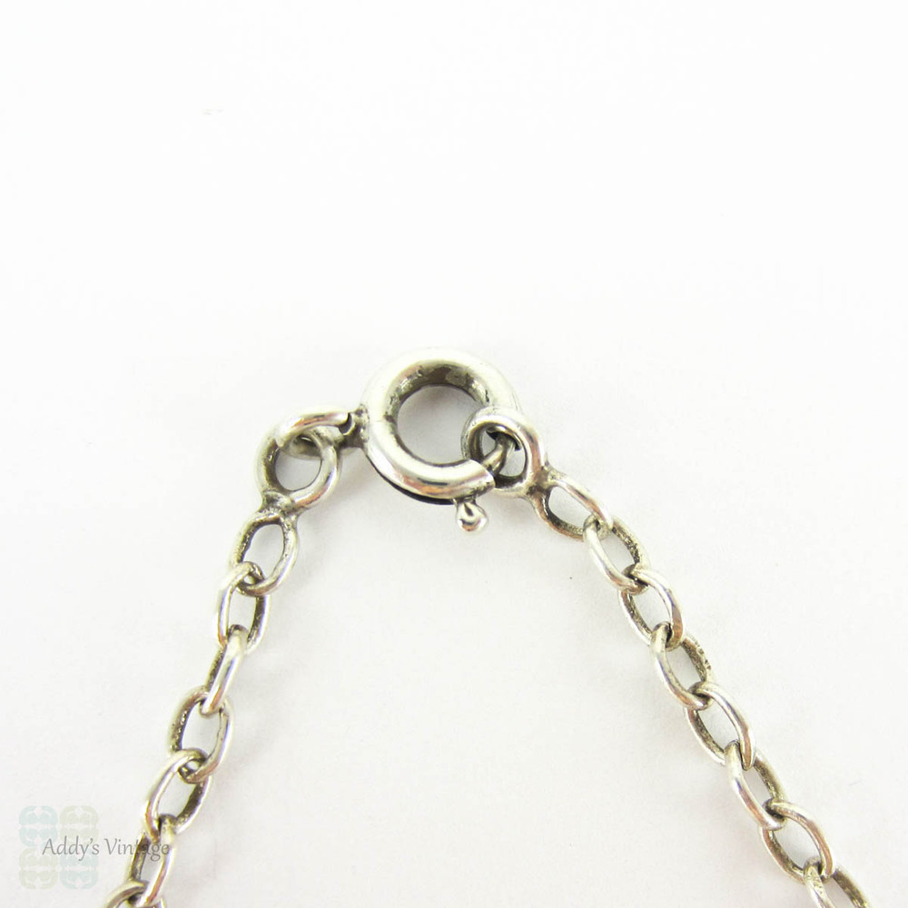 RESERVED. French Silver Fringe Necklace, Vintage Triangle Shape Garland with Gilt Dots & Beaded Scrolls. Circa Mid 20th Century.