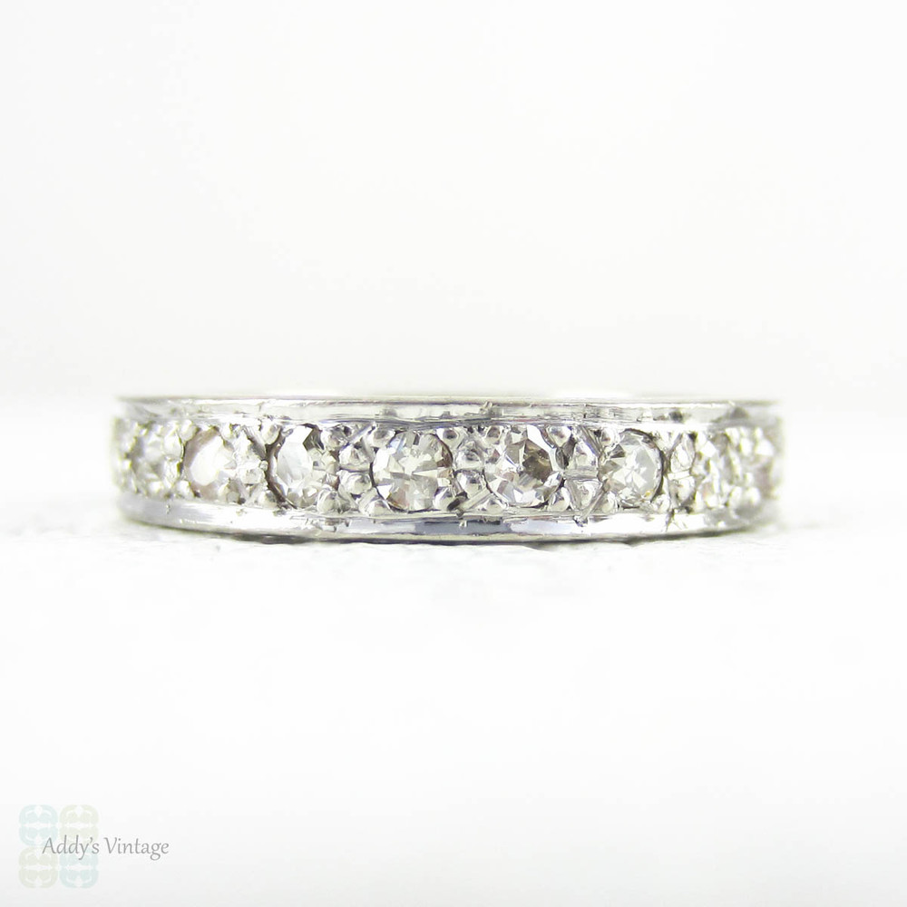 Vintage Diamond Eternity Ring, Art Deco Full Diamond Eternity Wedding ...