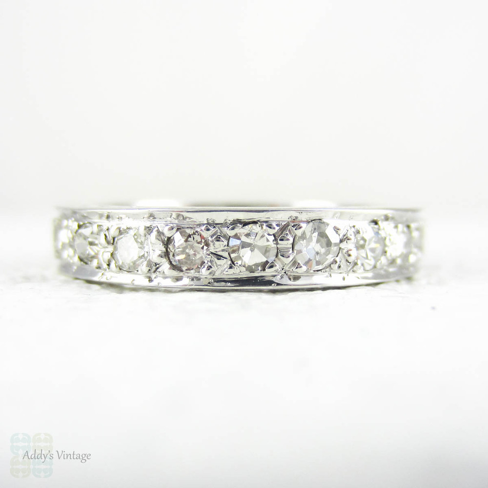 Vintage Diamond Eternity Ring, Art Deco Full Diamond Eternity Wedding