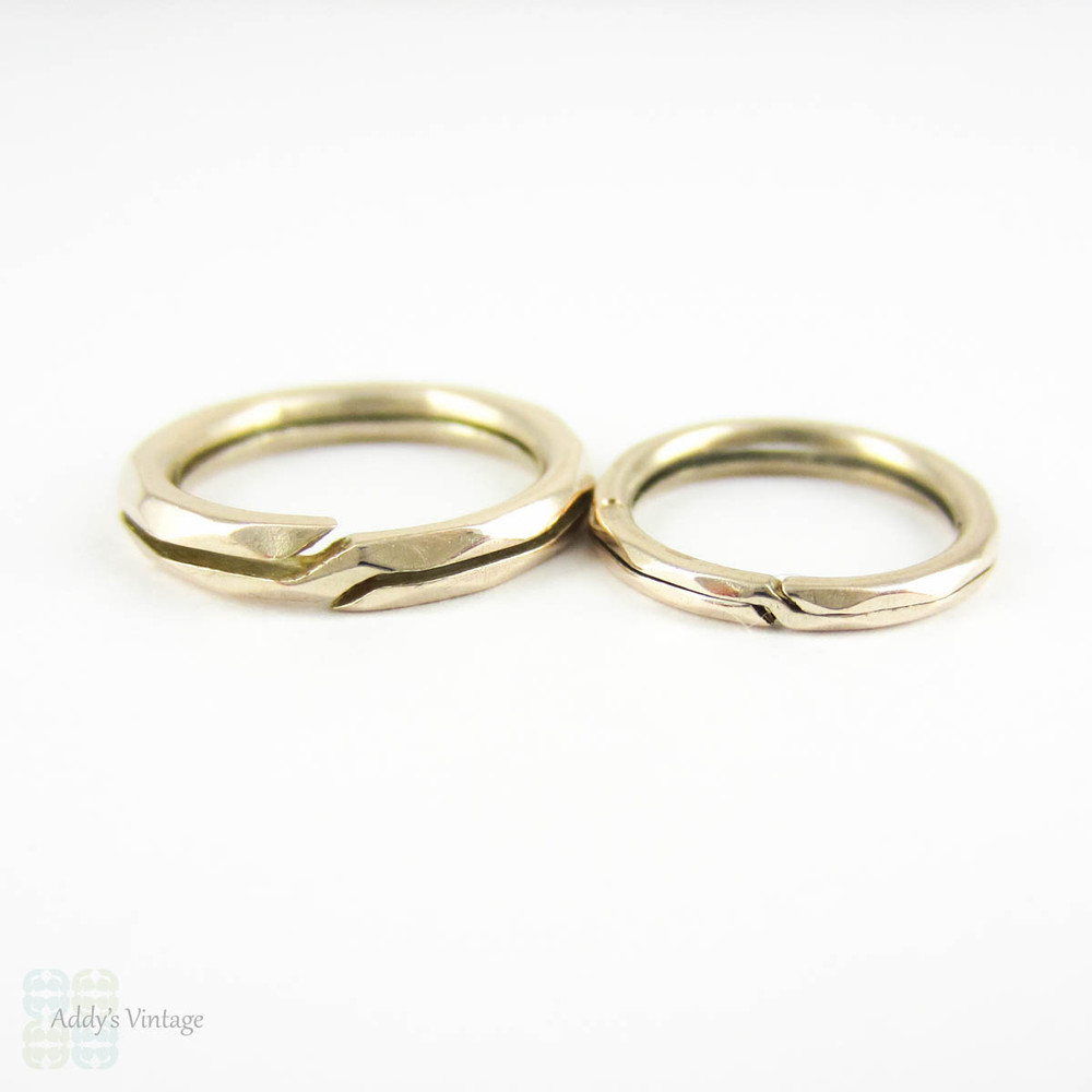 Antique Faceted Split Rings, Set of 2 Small Gold Georgian Split Rings for Charm, Pendant Holder or Joining Jewellery, Circa 1800s.