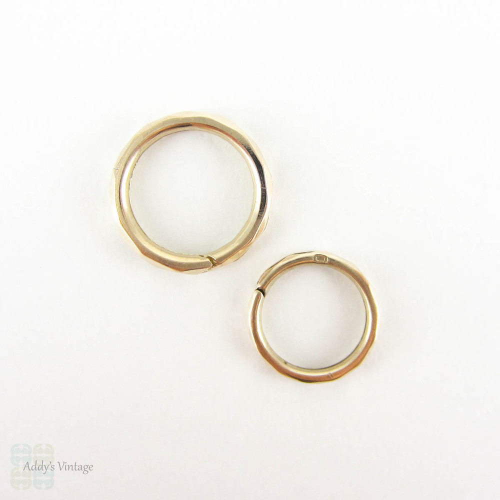 Antique Faceted Split Rings, Set of 2 Small Gold Split Rings