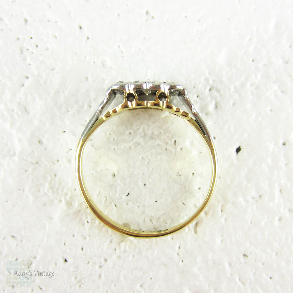 SIZING ONLY - Art Deco Square Design Engagement Ring, Transitional Cut Diamond with French Cut & Table Cut Diamond Halo. Stepped Design, Circa 1930s.