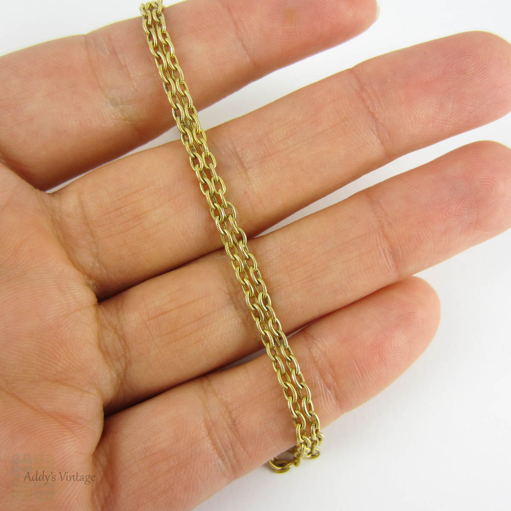 Antique 14k Gold Ridged Chain, 14ct Engraved Trace Chain. 43 cm / 17 inches, 5.7 grams.