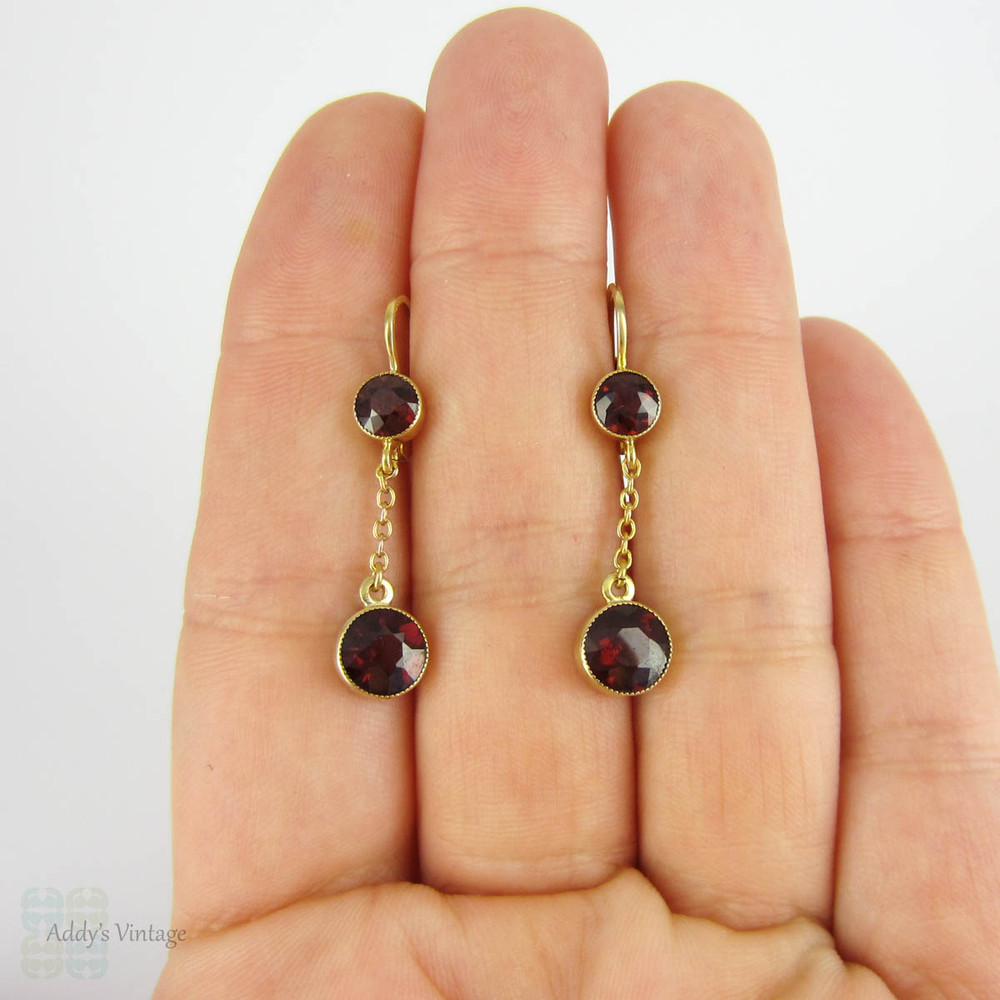 2.50 Ct Pear Cut Red Garnet Drop/Dangle Earrings Yellow Gold Over On 9 –  atjewels.in