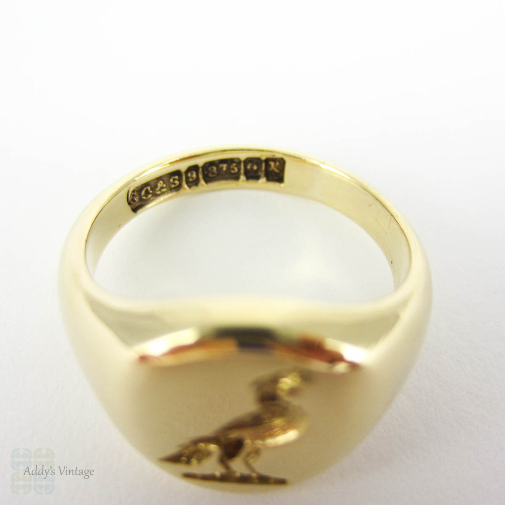 vintage signet ring 1994年 9k SUPERB QUALITY VINTAGE ENGLISH 9K GOLD SIGNET RING PINKY