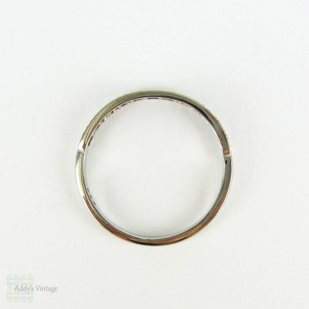 Vintage Platinum & Diamond Half Eternity Wedding Ring, Graduated Diamonds set in Tapered Design Ring. Circa 1990s, Size R.5 / 9.