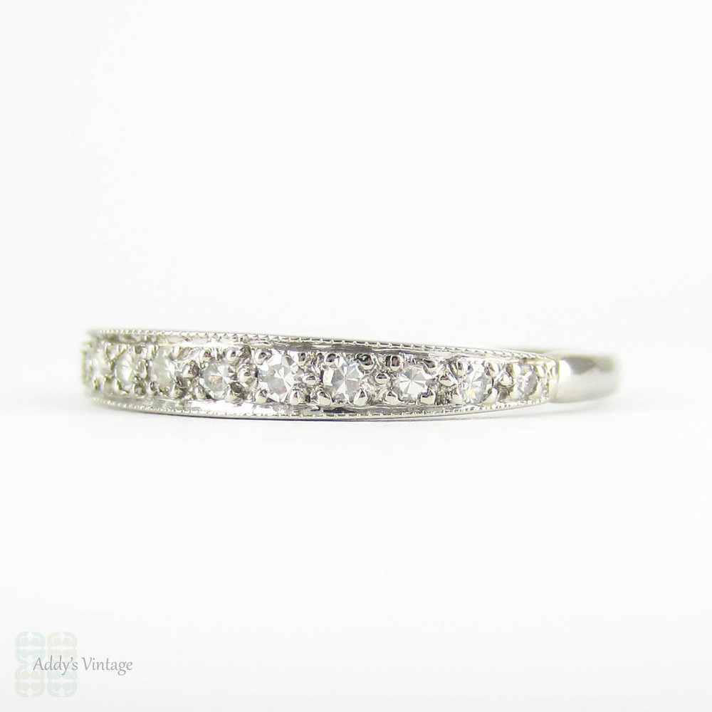 Vintage Platinum & Diamond Half Eternity Wedding Ring, Graduated