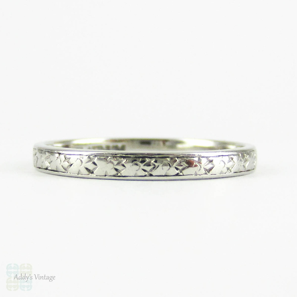Vintage Orange Blossom Engraved Platinum Wedding Ring, Fully Engraved ...