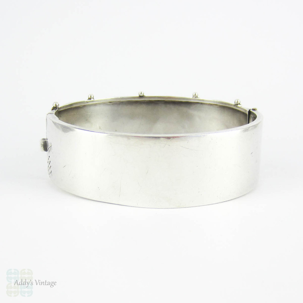 Victorian Aesthetic Sterling Silver Cuff Bracelet, Silver with 9 Carat Gold Overlay in Bird & Butterfly Design. Circa 1880s Wide Bracelet.