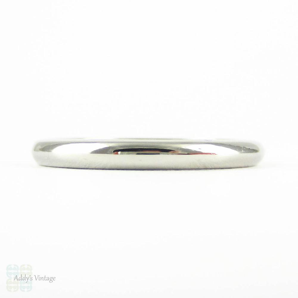 Antique Platinum Wedding Ring, Classic & Traditional Ladies D Profile Wedding Band. Size N.5 / 7.