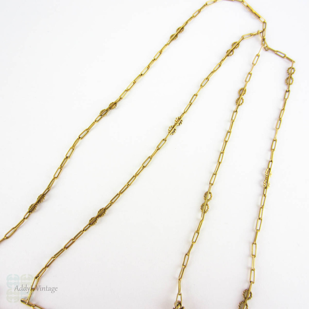 PAYMENT Art Nouveau 15ct Gold Necklace, Fancy Trombone Link Chain with Large Knot Design Pendant and Dog Clip for Pendant, Circa 1910s.