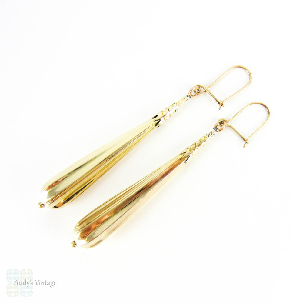 14k Yellow Gold Chandelier Gypsy Teardrop Earrings. 2