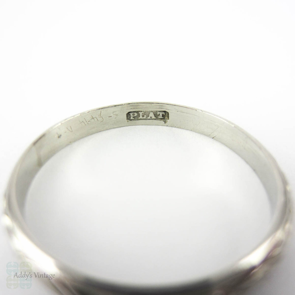 Antique Engraved Platinum Wedding Ring, Leaf Engraved Design Wedding ...